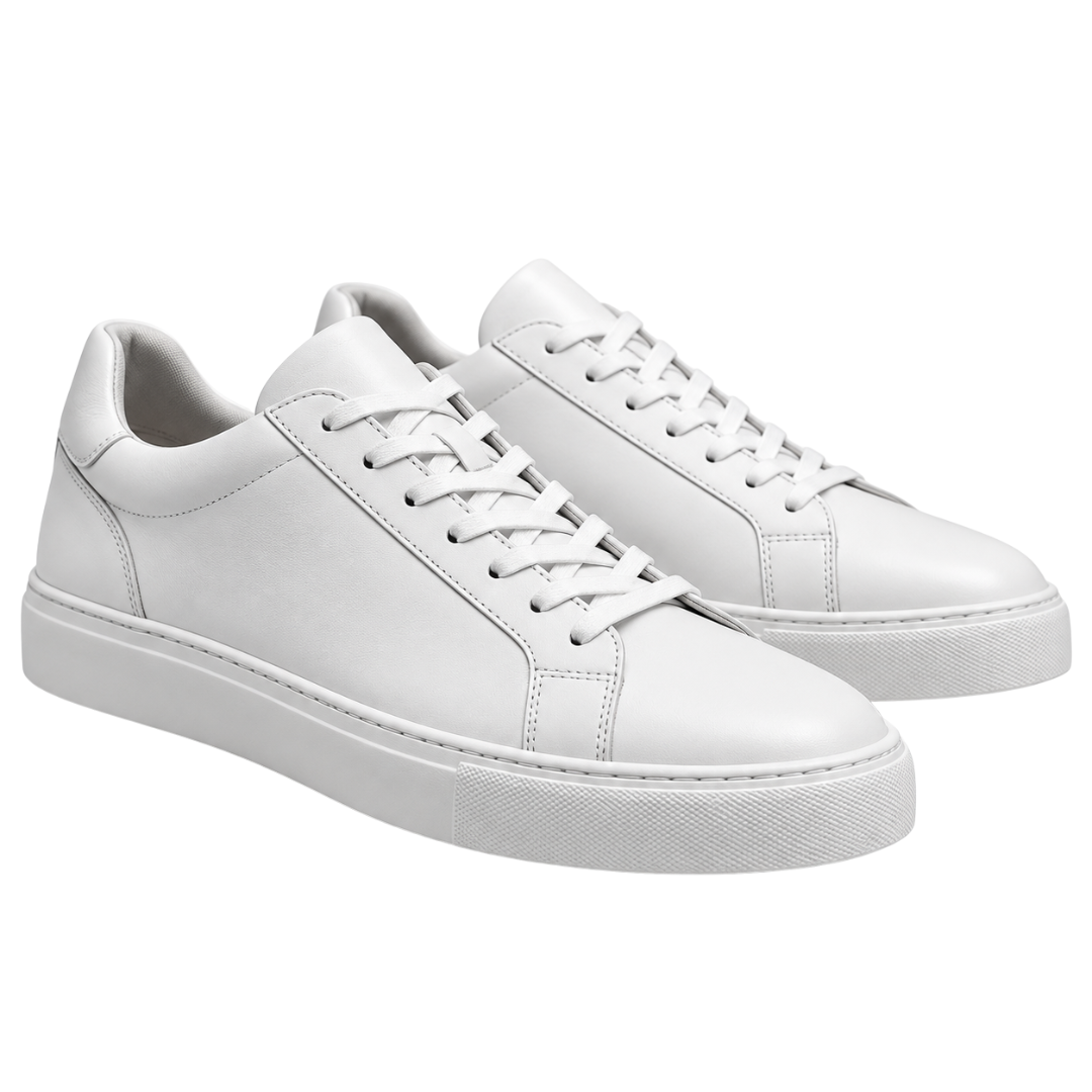 Premium White Leather Trainers | LIINGSTTORM