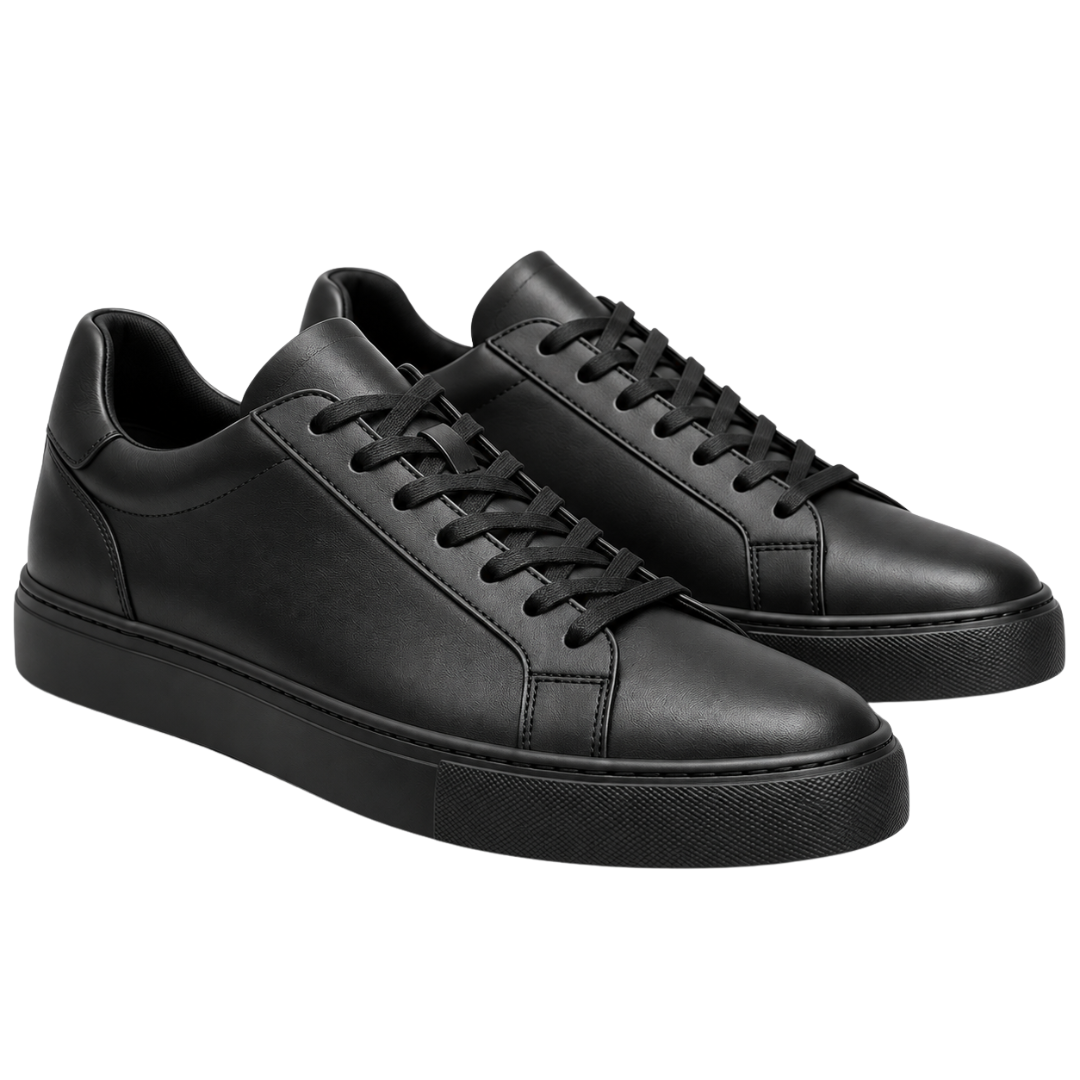 Premium Black Leather Trainers | LIINGSTTORM