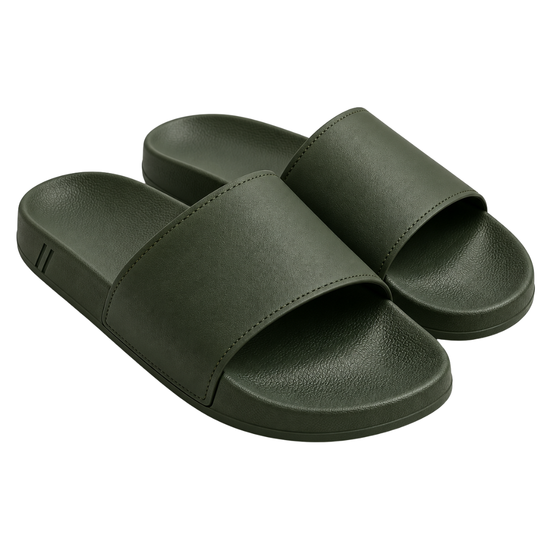 Premium Olive Green Comfort Slide Sandals | LIINGSTTORM