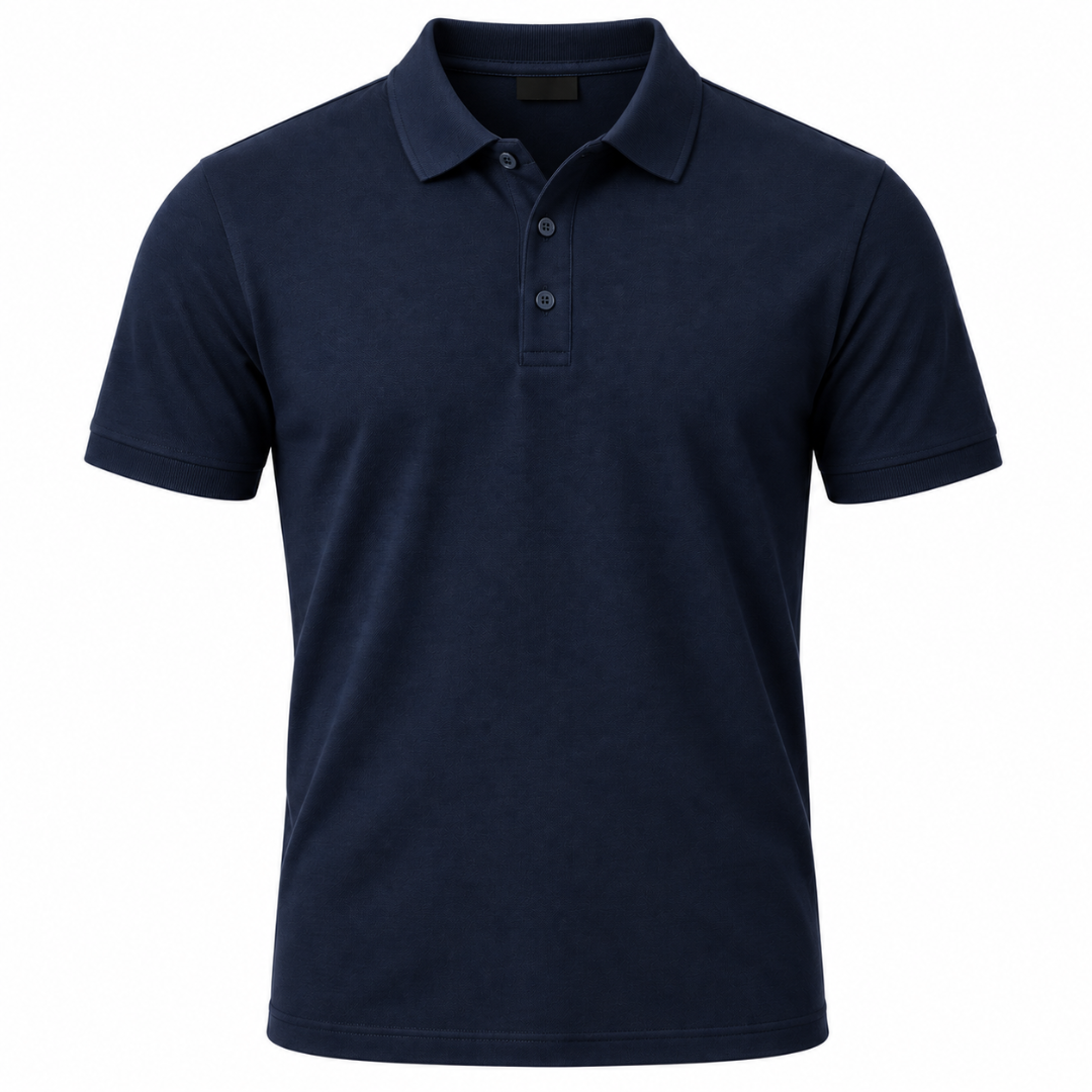 Premium Piqué Cotton Navy Polo Shirt | LIINGSTTORM